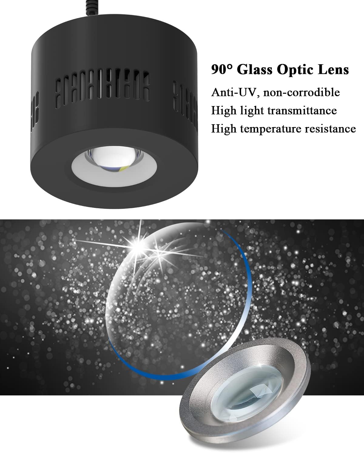 Lominie Aquarium LED Light 10 Gallon Fish Tank Light Timer Clip on Aquarium Lamp Full Spectrum 80W 6500k for Freshwater Refugium Cube Tank with Gooseneck